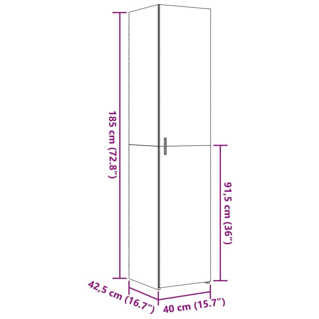 Highboard Betongrau 40x42,5x185 cm Holzwerkstoff