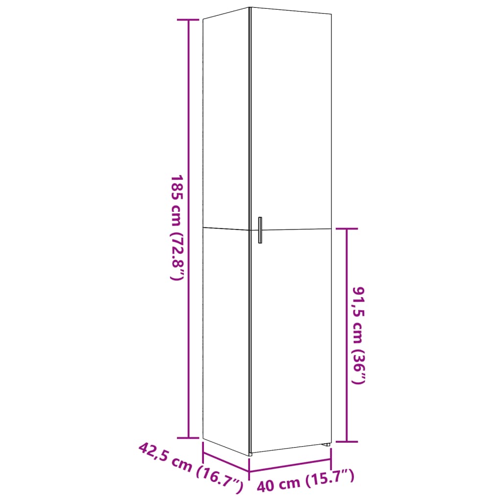 Highboard Grau Sonoma 40x42,5x185 cm Holzwerkstoff