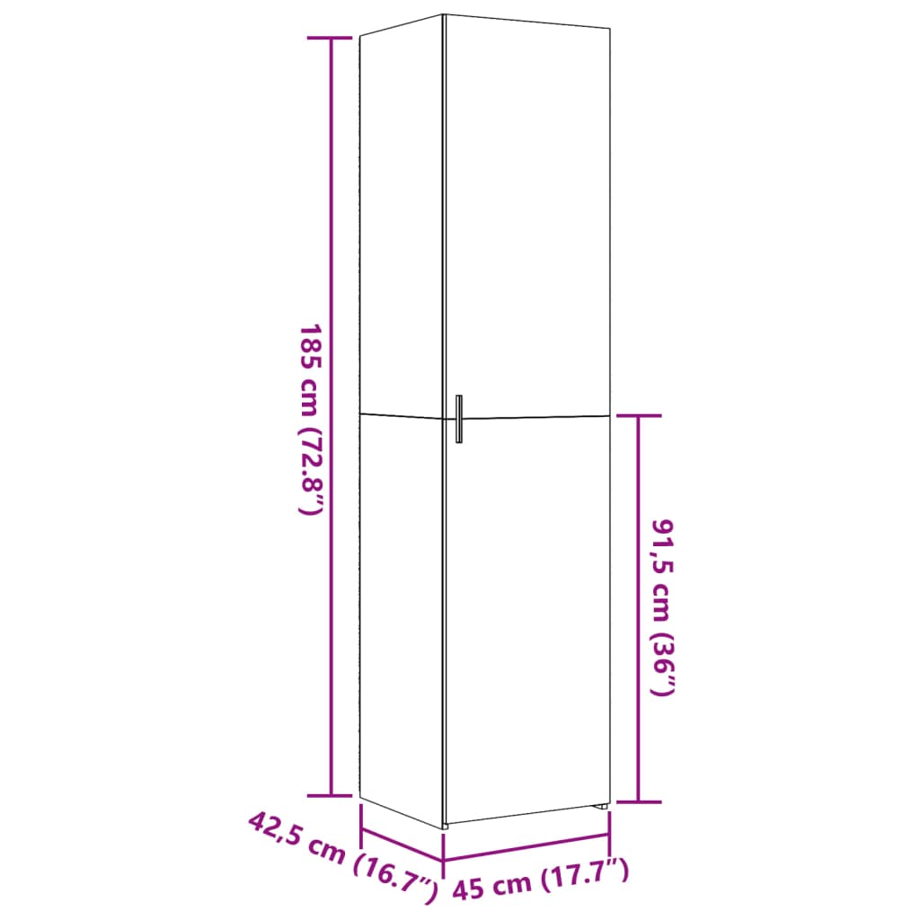 Highboard Weiß 45x42,5x185 cm Holzwerkstoff