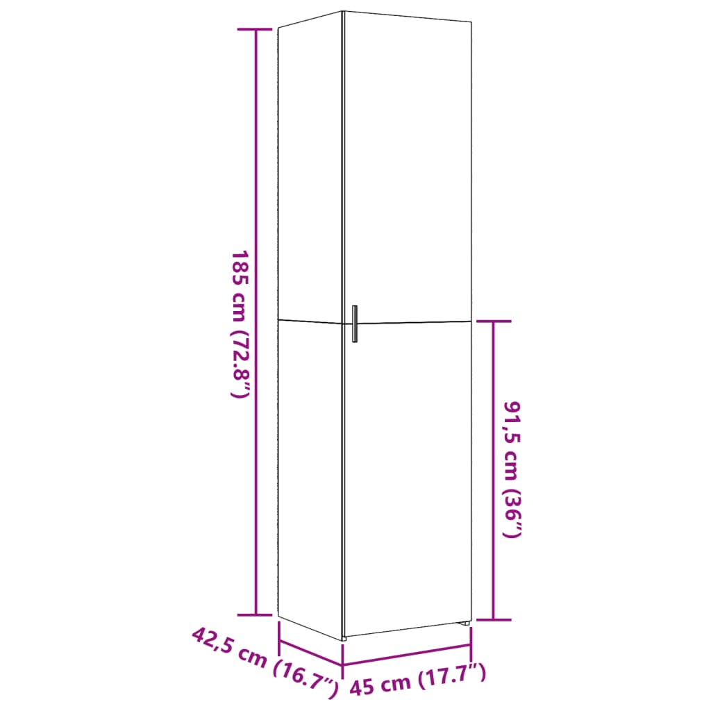 Highboard Betongrau 45x42,5x185 cm Holzwerkstoff