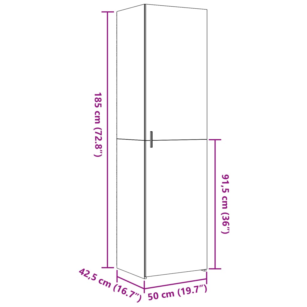 Highboard Betongrau 50x42,5x185 cm Holzwerkstoff