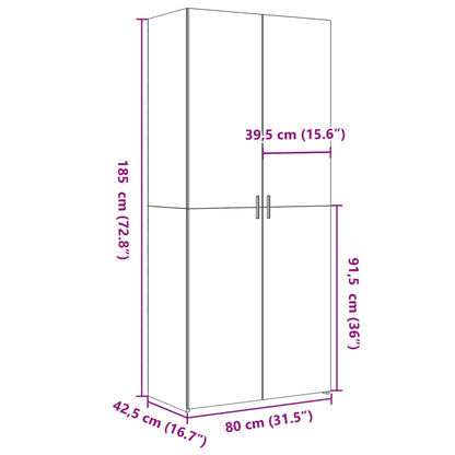 Highboard Sonoma-Eiche 80x42,5x185 cm Holzwerkstoff