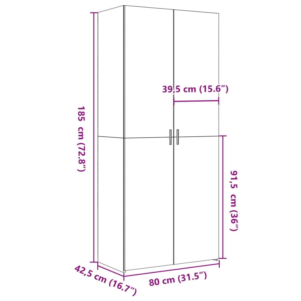 Highboard Grau Sonoma 80x42,5x185 cm Holzwerkstoff