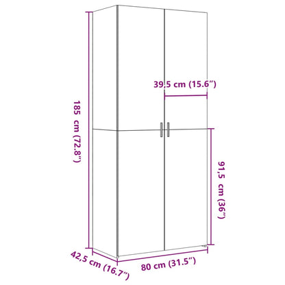 Highboard Grau Sonoma 80x42,5x185 cm Holzwerkstoff