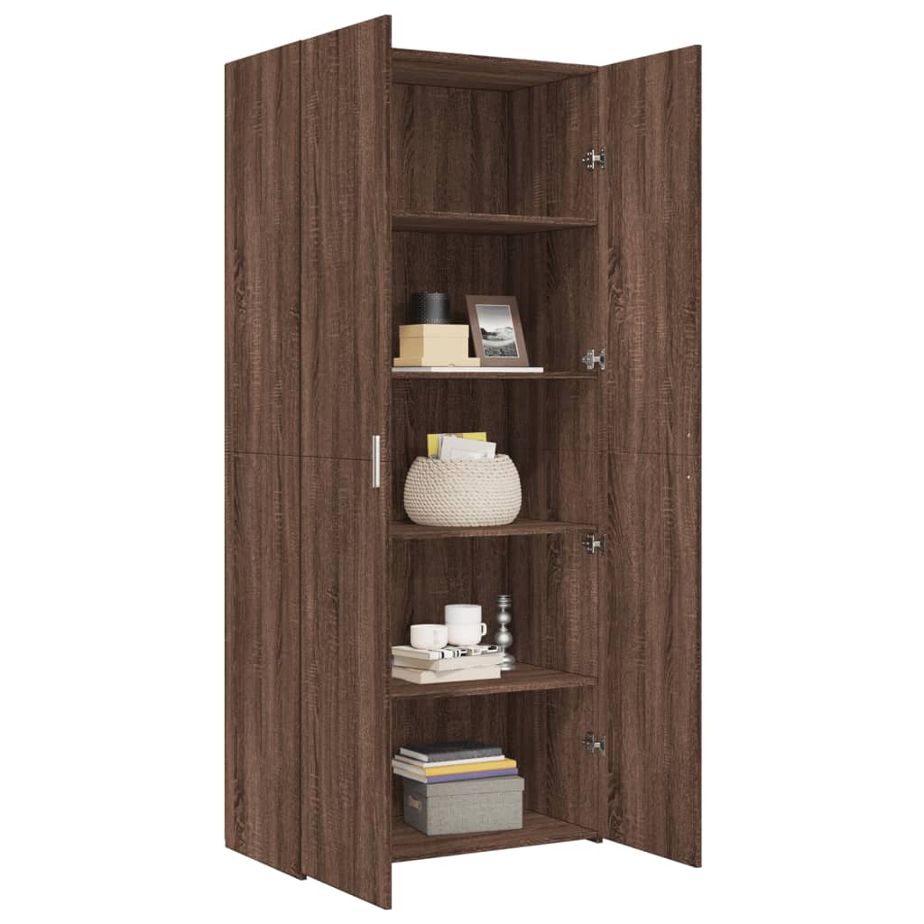 Highboard Braun Eichen-Optik 80x42,5x185 cm Holzwerkstoff