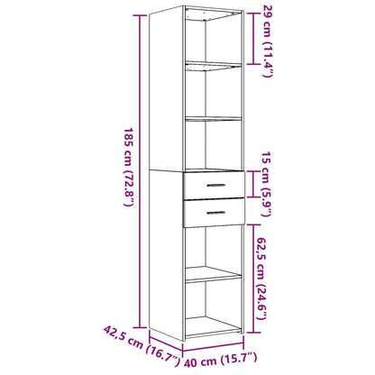 Highboard Weiß 40x42,5x185 cm Holzwerkstoff