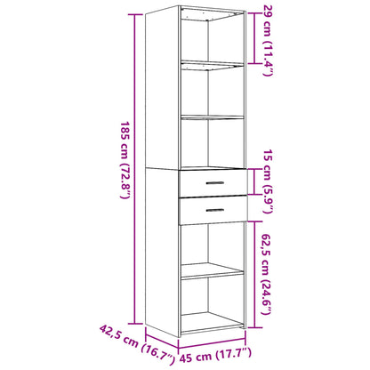 Highboard Weiß 45x42,5x185 cm Holzwerkstoff