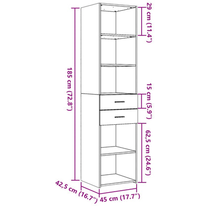 Highboard Sonoma-Eiche 45x42,5x185 cm Holzwerkstoff