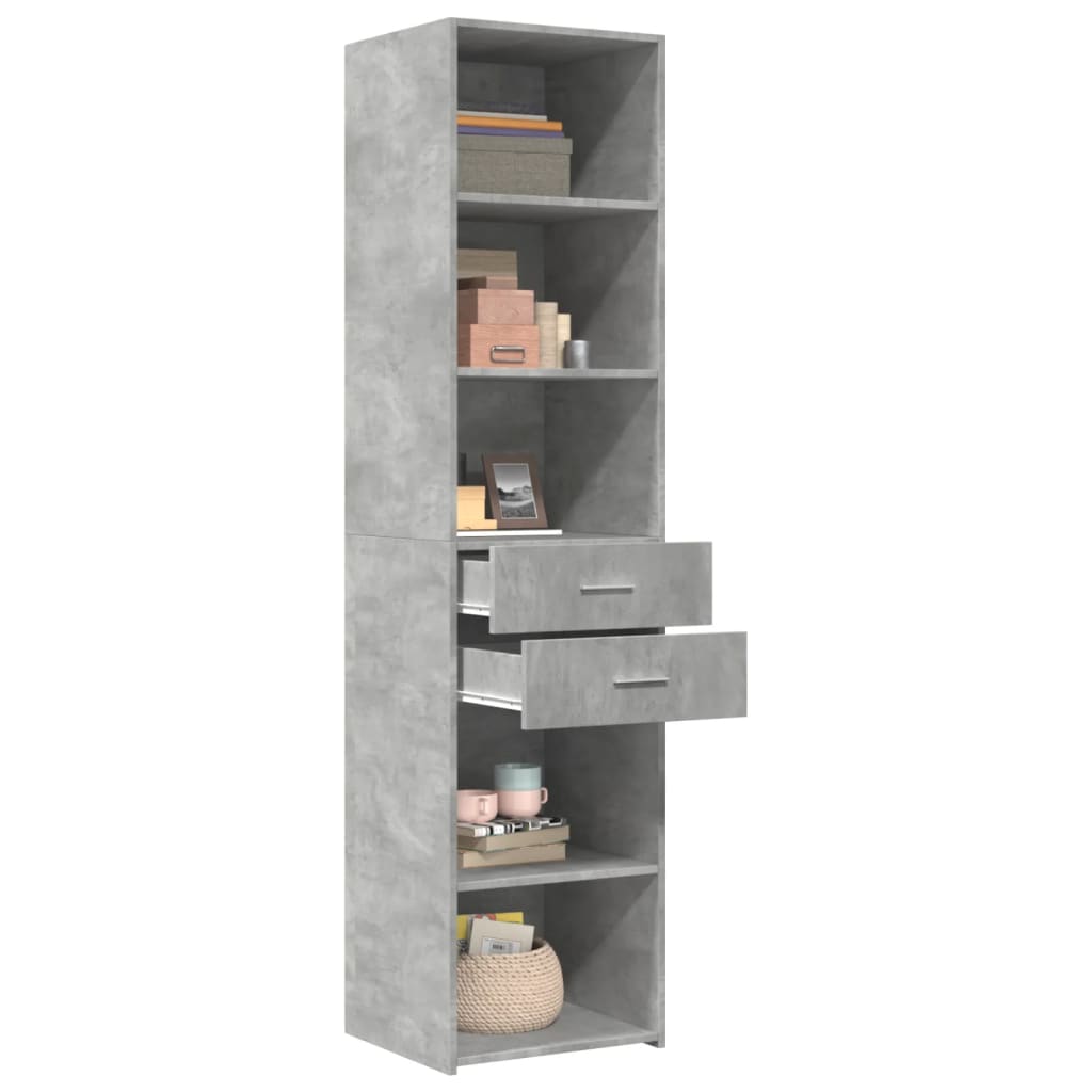 Highboard Betongrau 45x42,5x185 cm Holzwerkstoff