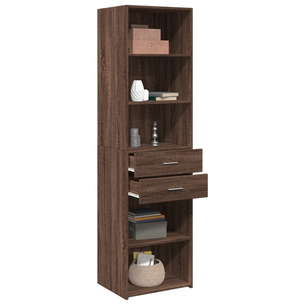 Highboard Braun Eichen-Optik 50x42,5x185 cm Holzwerkstoff