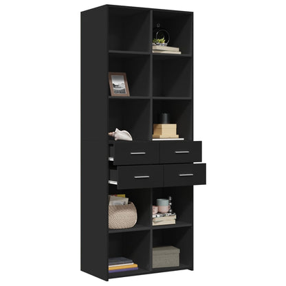 Highboard Schwarz 70x42,5x185 cm Holzwerkstoff