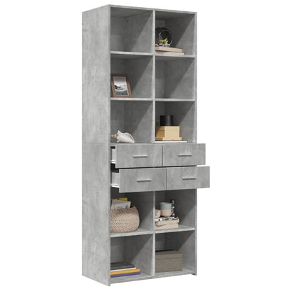 Highboard Betongrau 70x42,5x185 cm Holzwerkstoff