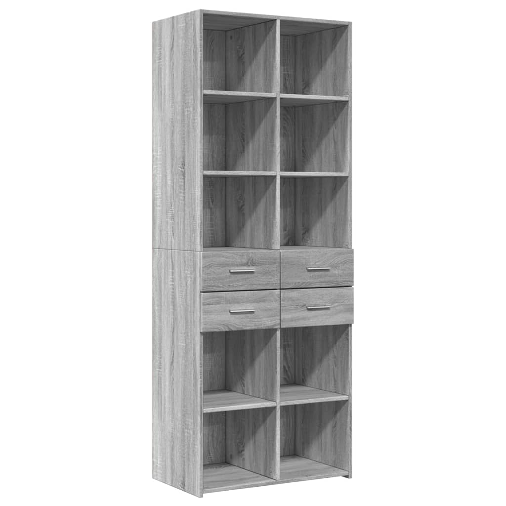 Highboard Grau Sonoma 70x42,5x185 cm Holzwerkstoff