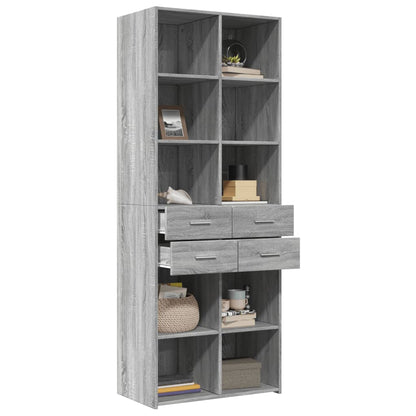 Highboard Grau Sonoma 70x42,5x185 cm Holzwerkstoff