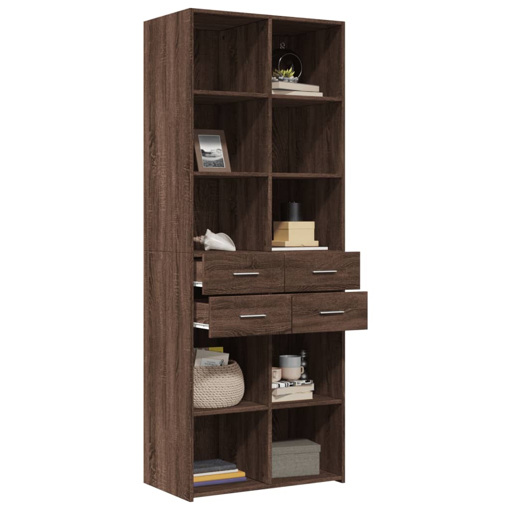 Highboard Braun Eichen-Optik 70x42,5x185 cm Holzwerkstoff