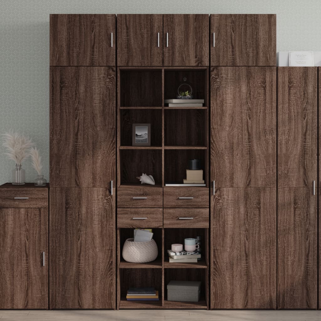 Highboard Braun Eichen-Optik 70x42,5x185 cm Holzwerkstoff