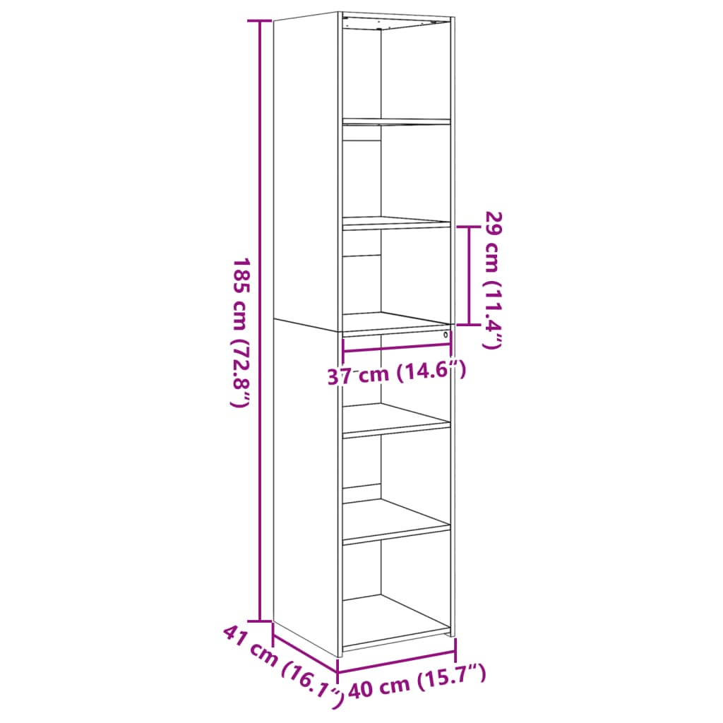 Highboard Sonoma-Eiche 40x41x185 cm Holzwerkstoff