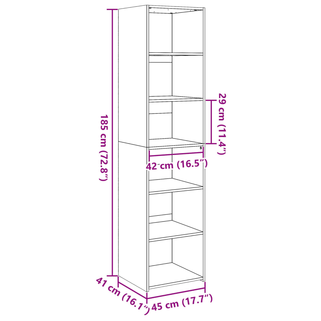 Highboard Schwarz 45x41x185 cm Holzwerkstoff