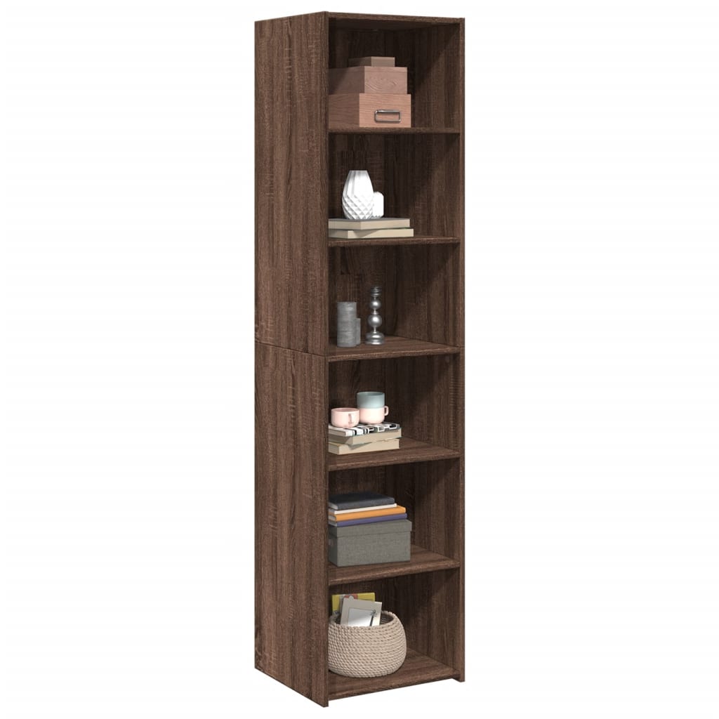 Highboard Braun Eichen-Optik 45x41x185 cm Holzwerkstoff