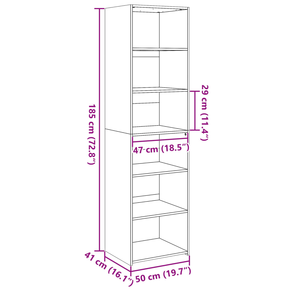 Highboard Betongrau 50x41x185 cm Holzwerkstoff