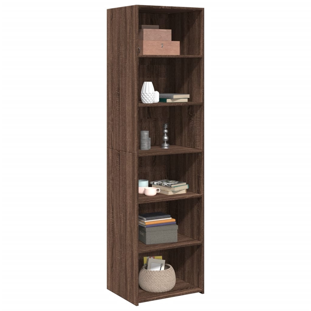 Highboard Braun Eichen-Optik 50x41x185 cm Holzwerkstoff