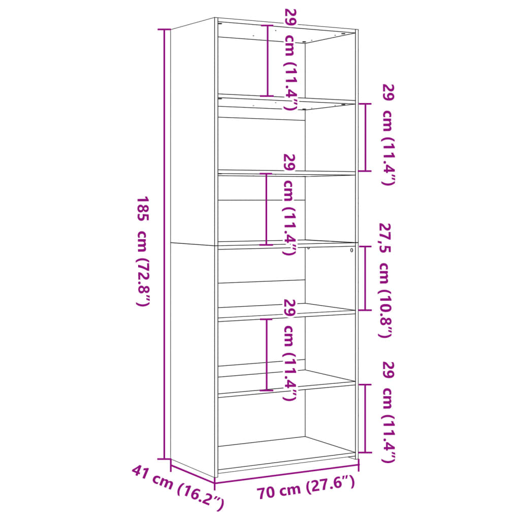 Highboard Sonoma-Eiche 70x41x185 cm Holzwerkstoff