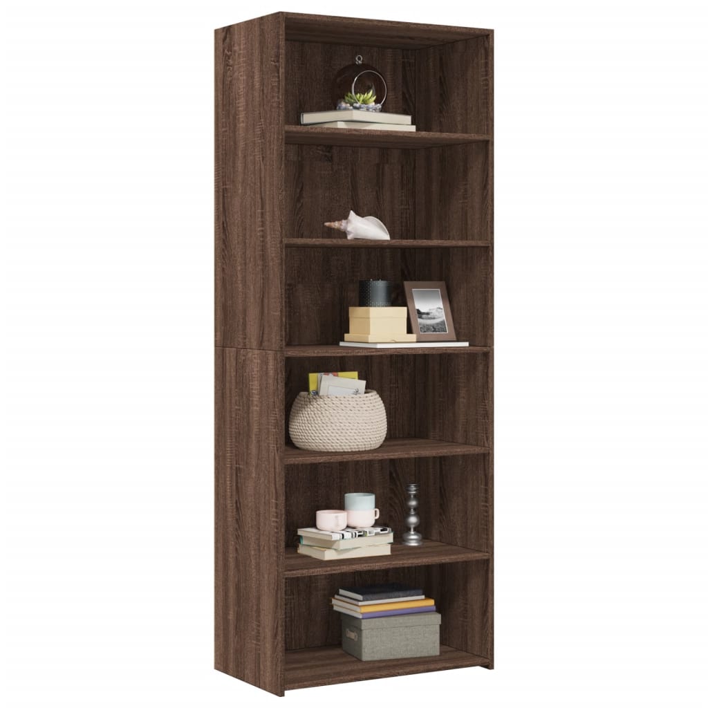 Highboard Braun Eichen-Optik 70x41x185 cm Holzwerkstoff