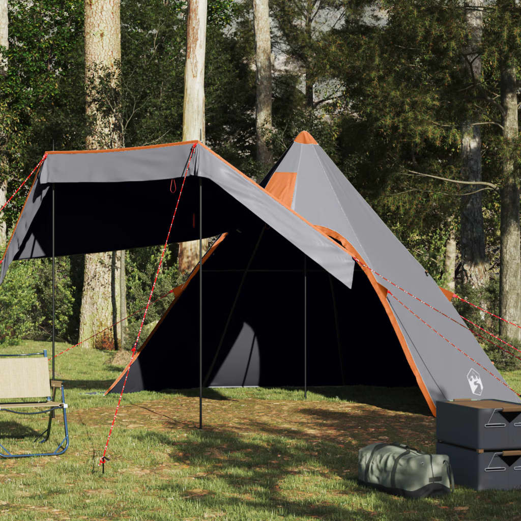 Tipi-Campingzelt 5 Personen Grau Wasserdicht