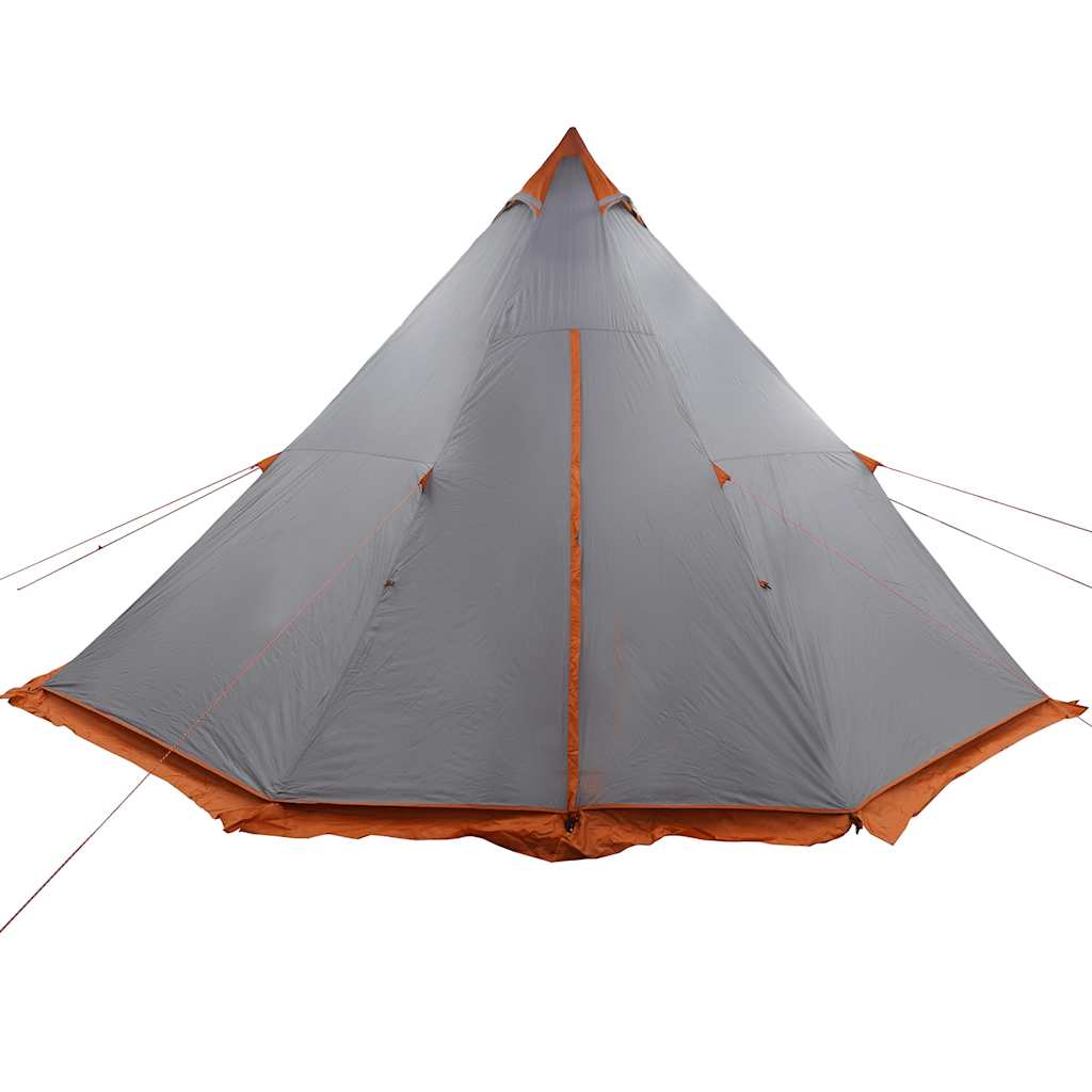 Tipi-Familienzelt 6 Personen Grau und Orange Wasserdicht