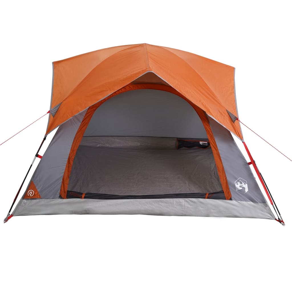 Campingzelt 4 Personen Grau und Orange Wasserdicht