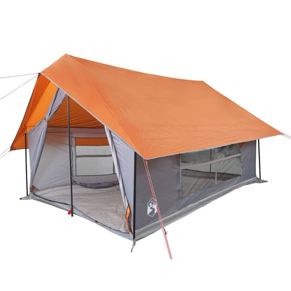 Campingzelt 5 Personen Grau und Orange Wasserdicht