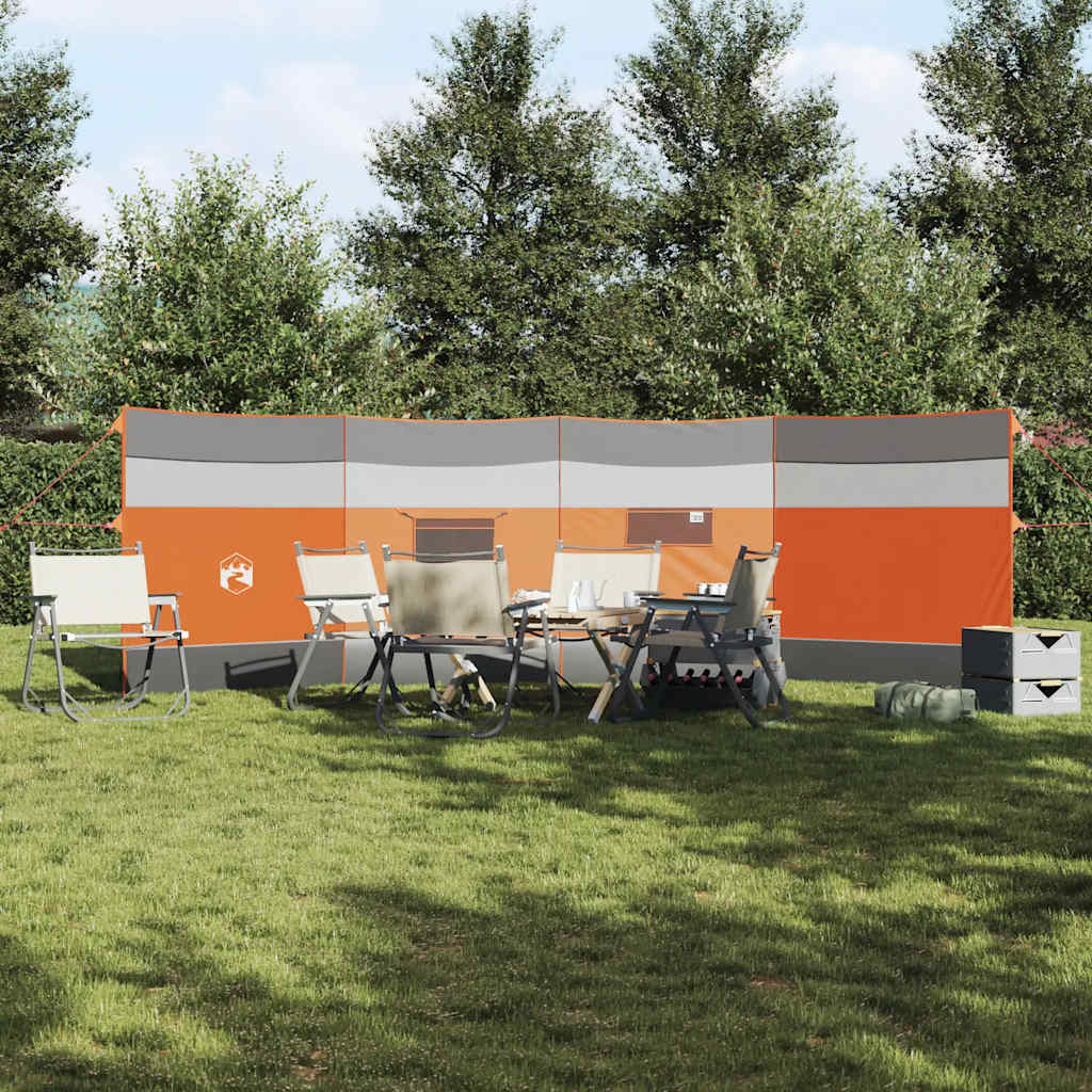 Camping-Windschutz Grau und Orange 510x153 cm Wasserdicht