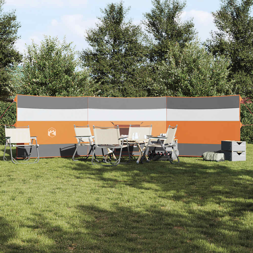 Camping-Windschutz Grau und Orange 508x130 cm Wasserdicht