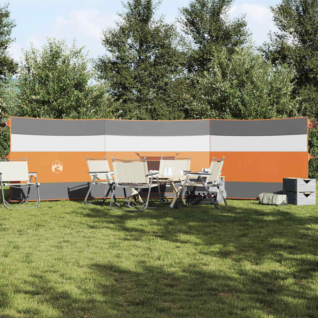 Camping-Windschutz Grau und Orange 508x130 cm Wasserdicht