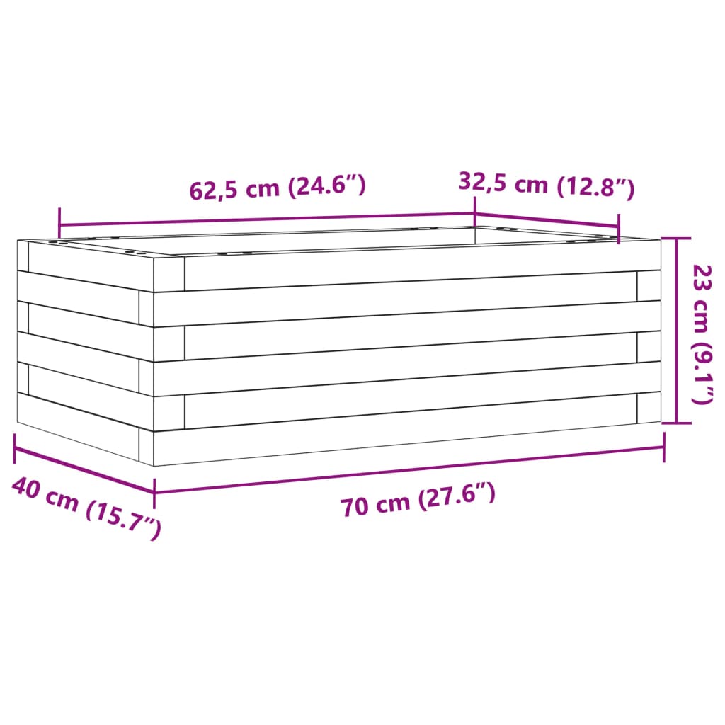 Pflanzkübel 70x40x23 cm Massivholz Douglasie