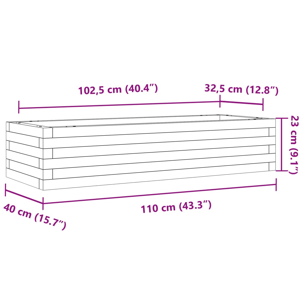 Pflanzkübel 110x40x23 cm Massivholz Douglasie