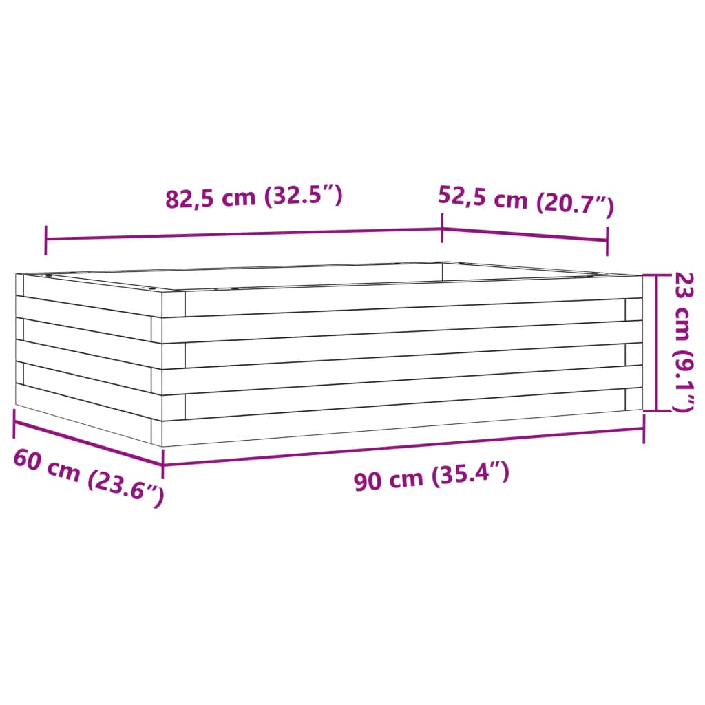 Pflanzkübel 90x60x23 cm Massivholz Douglasie