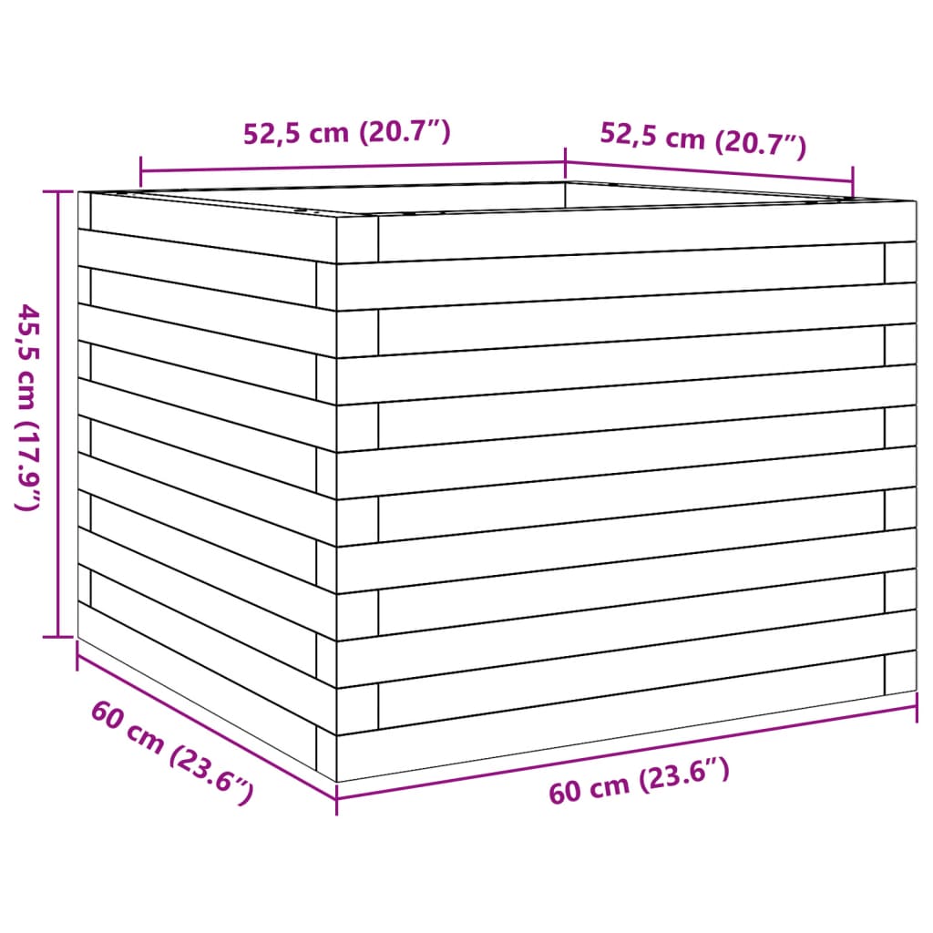 Pflanzkübel 60x60x45,5 cm Massivholz Douglasie