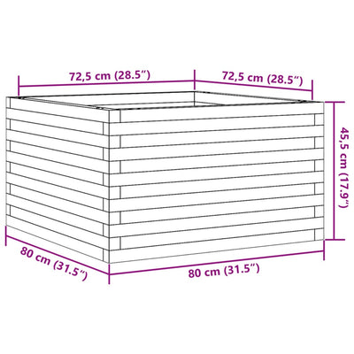 Pflanzkübel Weiß 80x80x45,5 cm Massivholz Kiefer