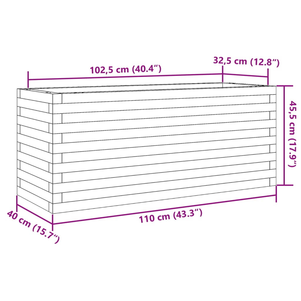 Pflanzkübel Wachsbraun 110x40x45,5 cm Massivholz Kiefer