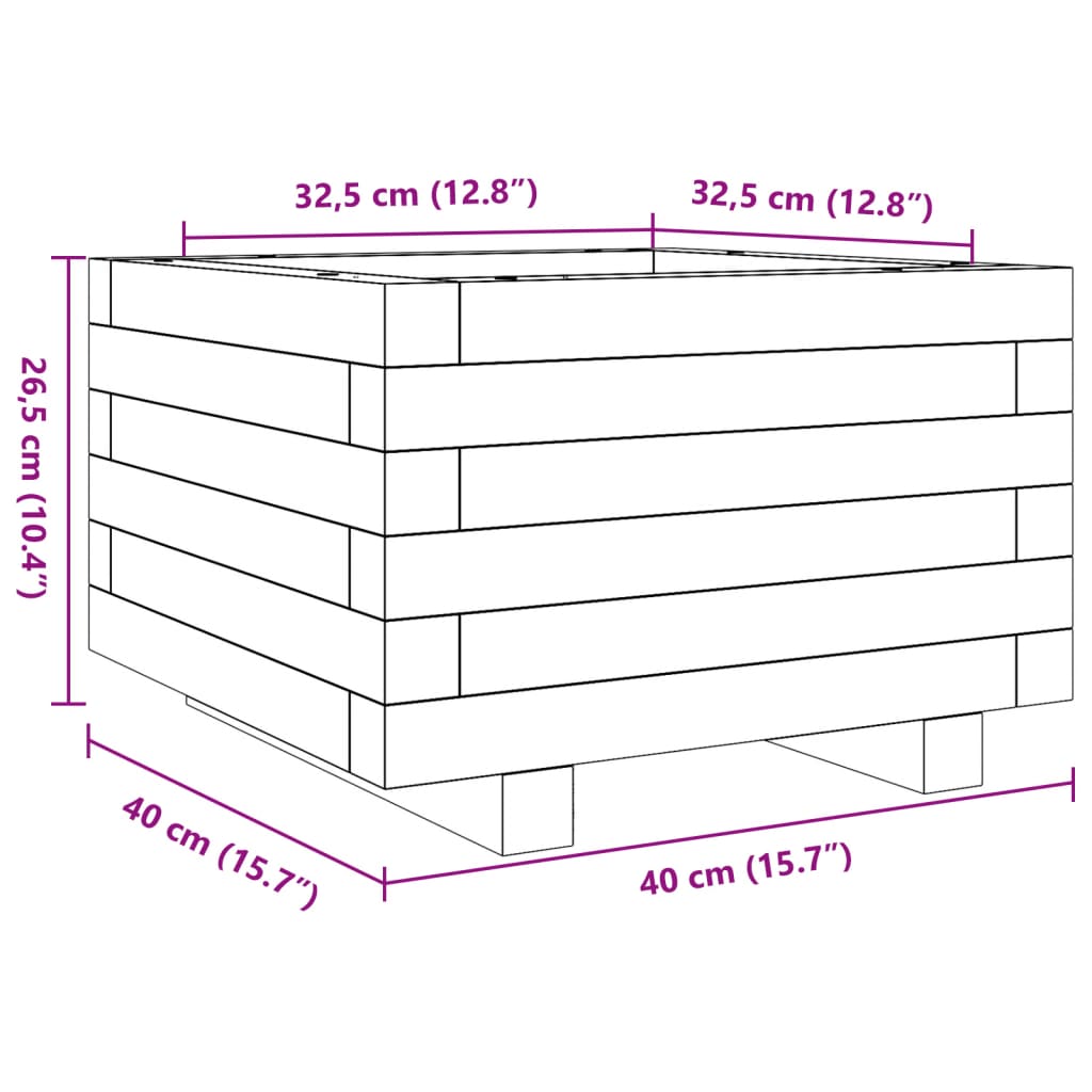 Pflanzkübel Wachsbraun 40x40x26,5 cm Massivholz Kiefer