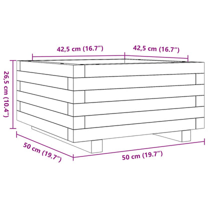 Pflanzkübel Wachsbraun 50x50x26,5 cm Massivholz Kiefer