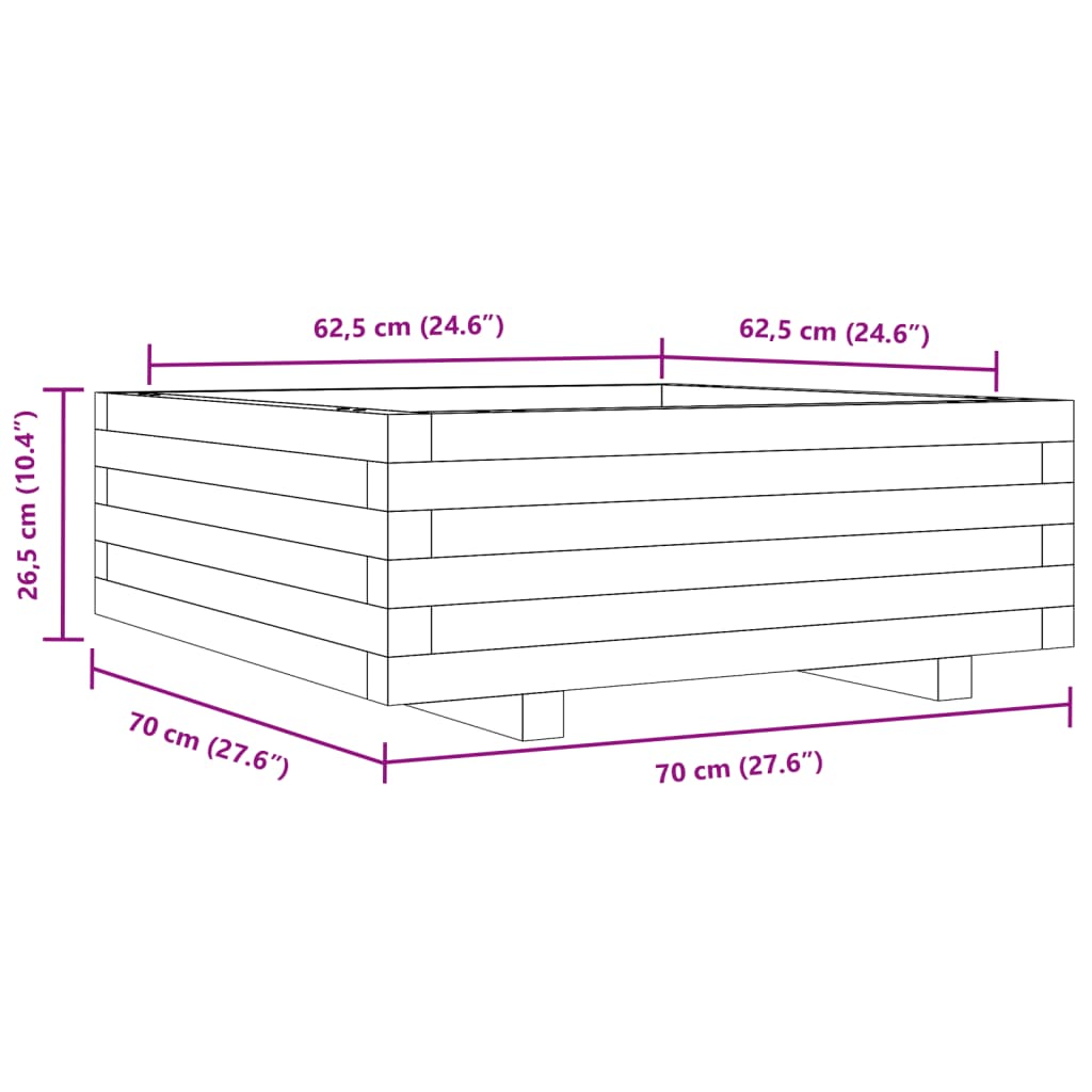 Pflanzkübel 70x70x26,5 cm Massivholz Douglasie