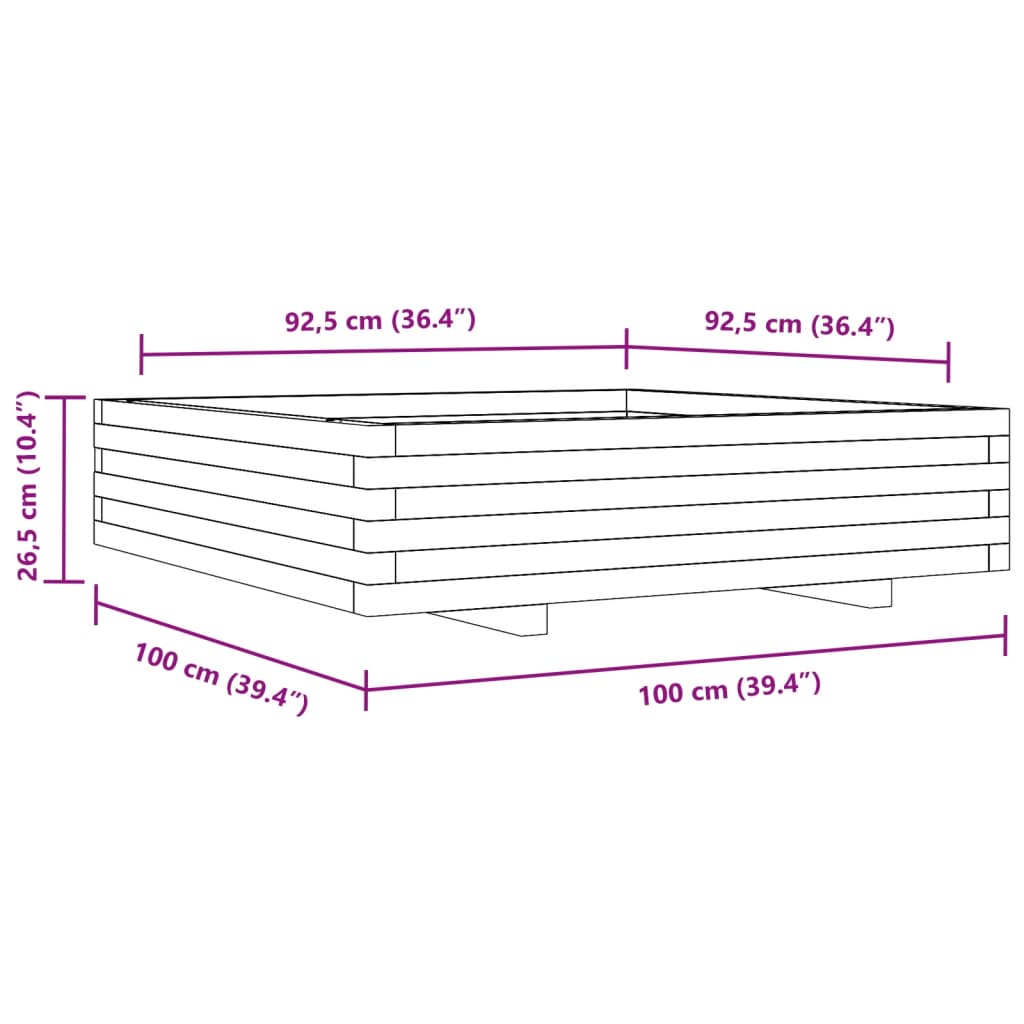 Pflanzkübel 100x100x26,5 cm Massivholz Douglasie