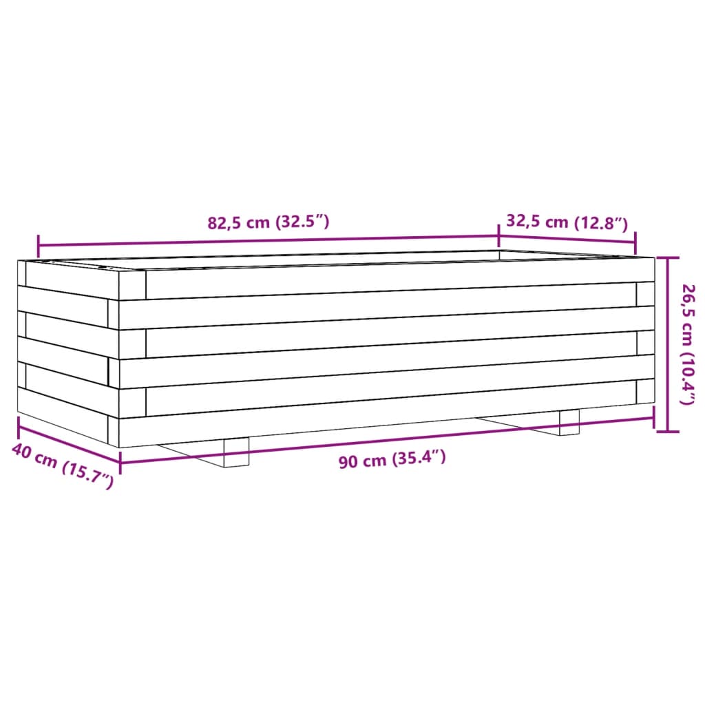 Pflanzkübel 90x40x26,5 cm Massivholz Douglasie