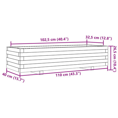 Pflanzkübel Wachsbraun 110x40x26,5 cm Massivholz Kiefer