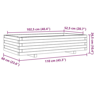 Pflanzkübel Wachsbraun 110x60x26,5 cm Massivholz Kiefer