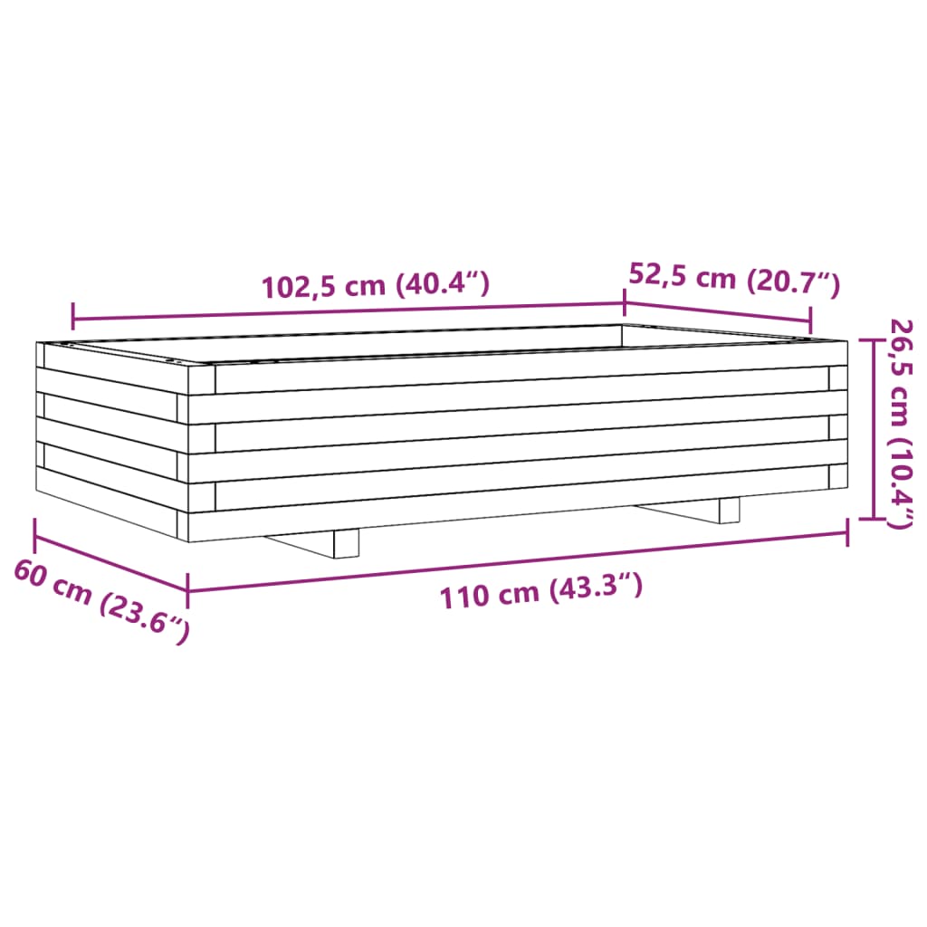 Pflanzkübel 110x60x26,5 cm Massivholz Douglasie