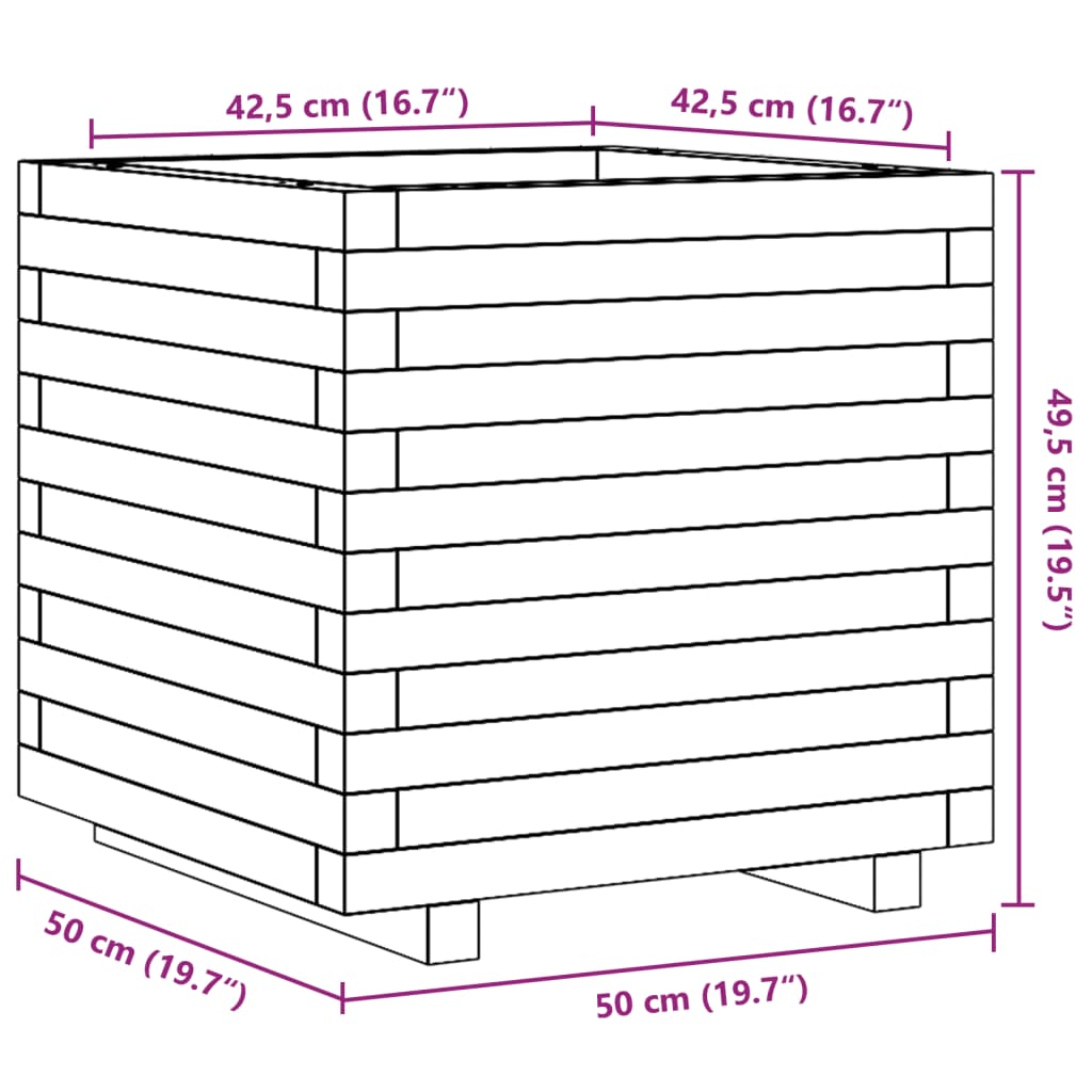 Pflanzkübel 50x50x49,5 cm Massivholz Douglasie