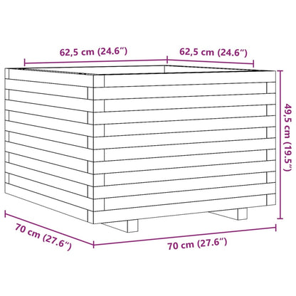 Pflanzkübel Weiß 70x70x49,5 cm Massivholz Kiefer